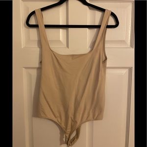 Beige Free People Bodysuit (Size Large)